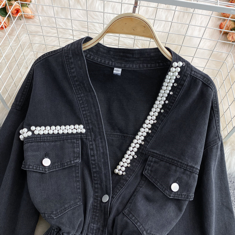 【outer】VネックビーズデニムアウターG23255