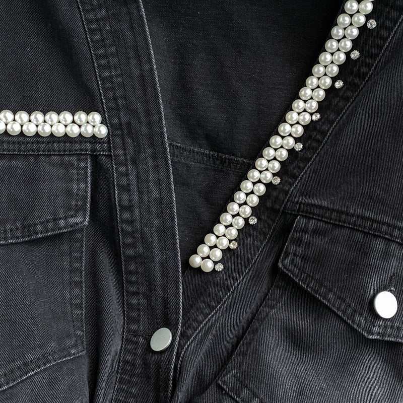 【outer】VネックビーズデニムアウターG23255