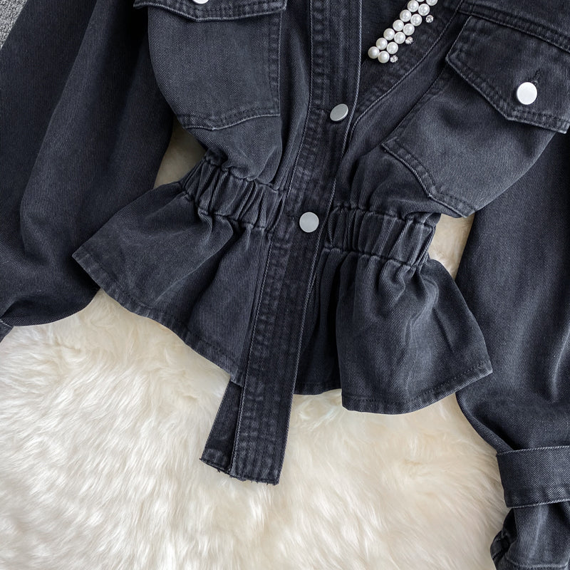 【outer】VネックビーズデニムアウターG23255