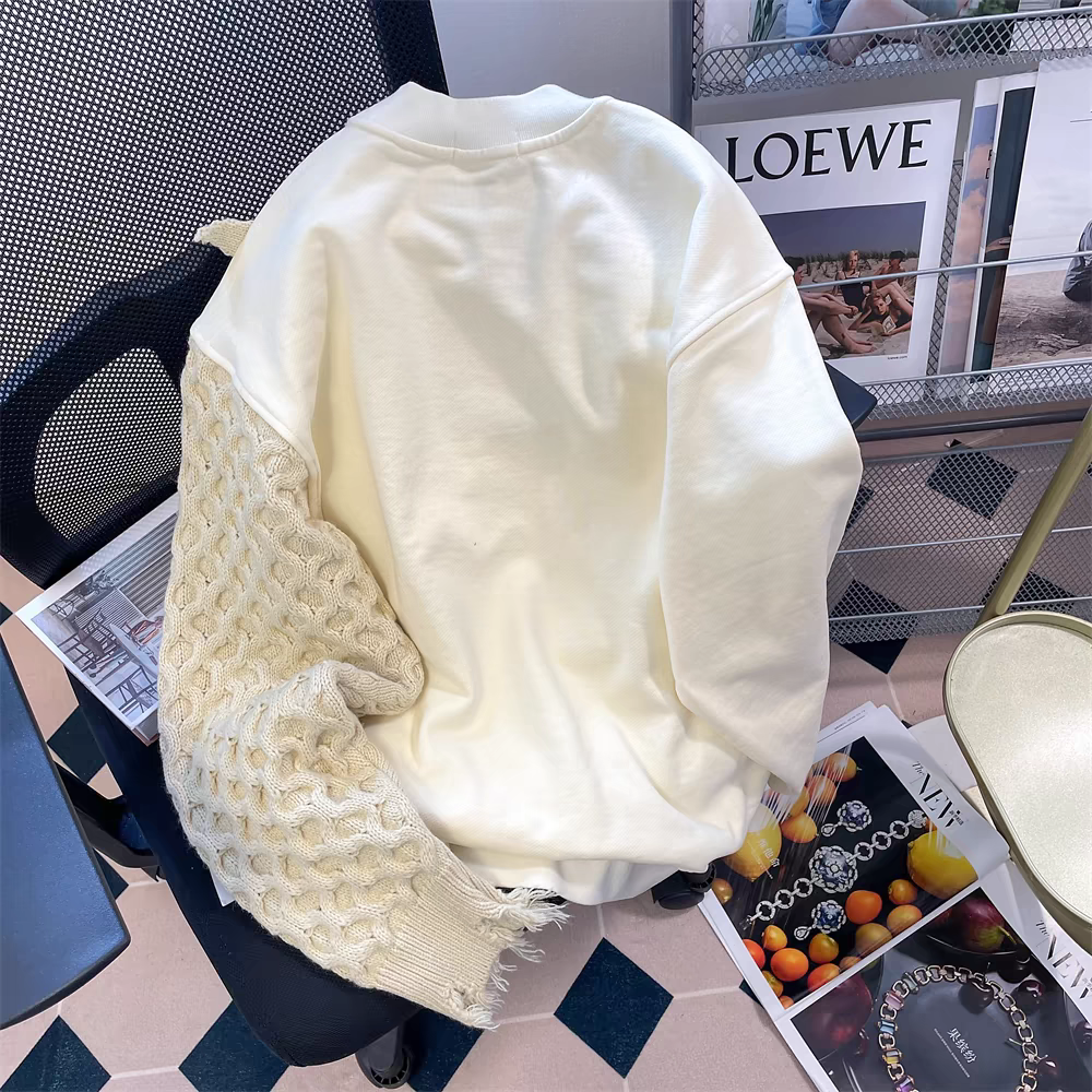 【tops】偽二つ切り替えニット切り替えパーカーG23257