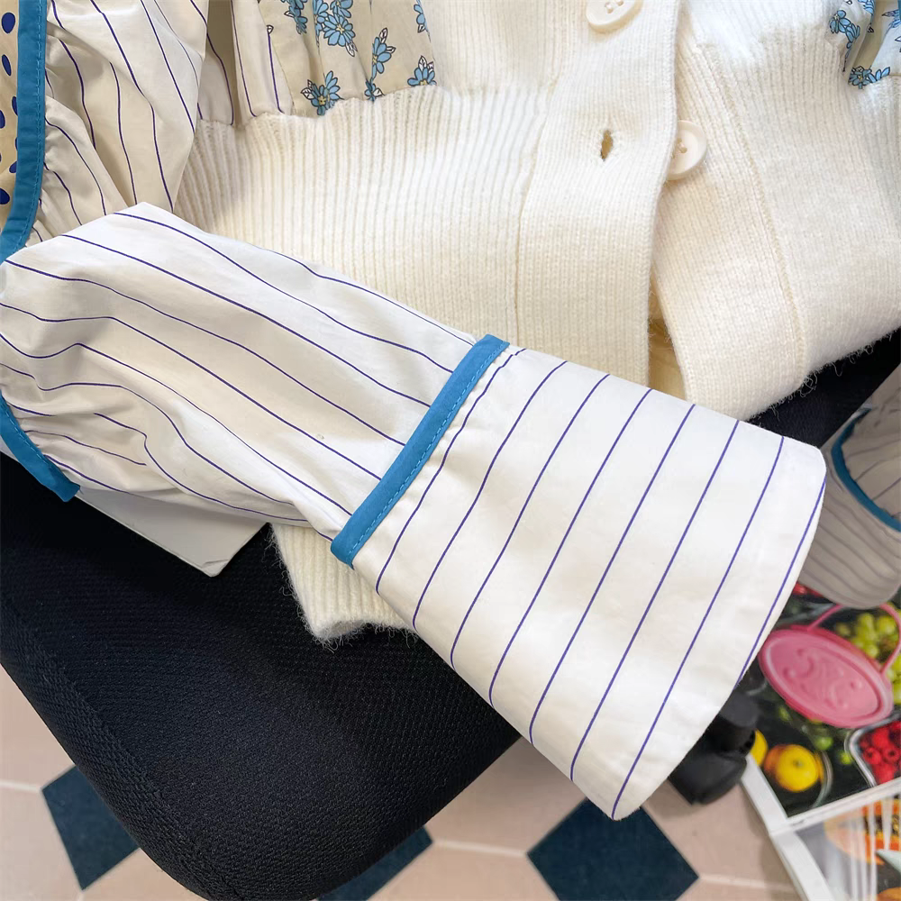 【outer】Vネック偽二つ切り替えニットカーディガンG23259