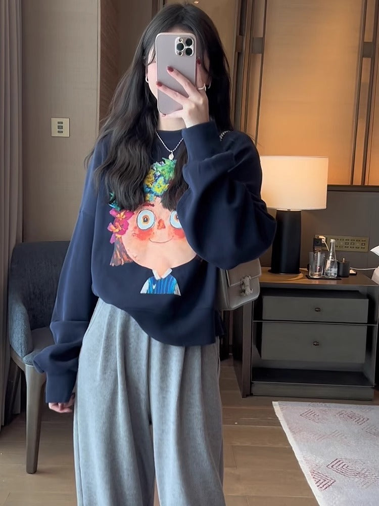 【tops】ラウンドネック春秋長袖パーカーG23261