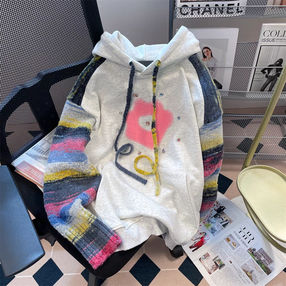 【tops】ニット切り替えフード付きパーカーG23267