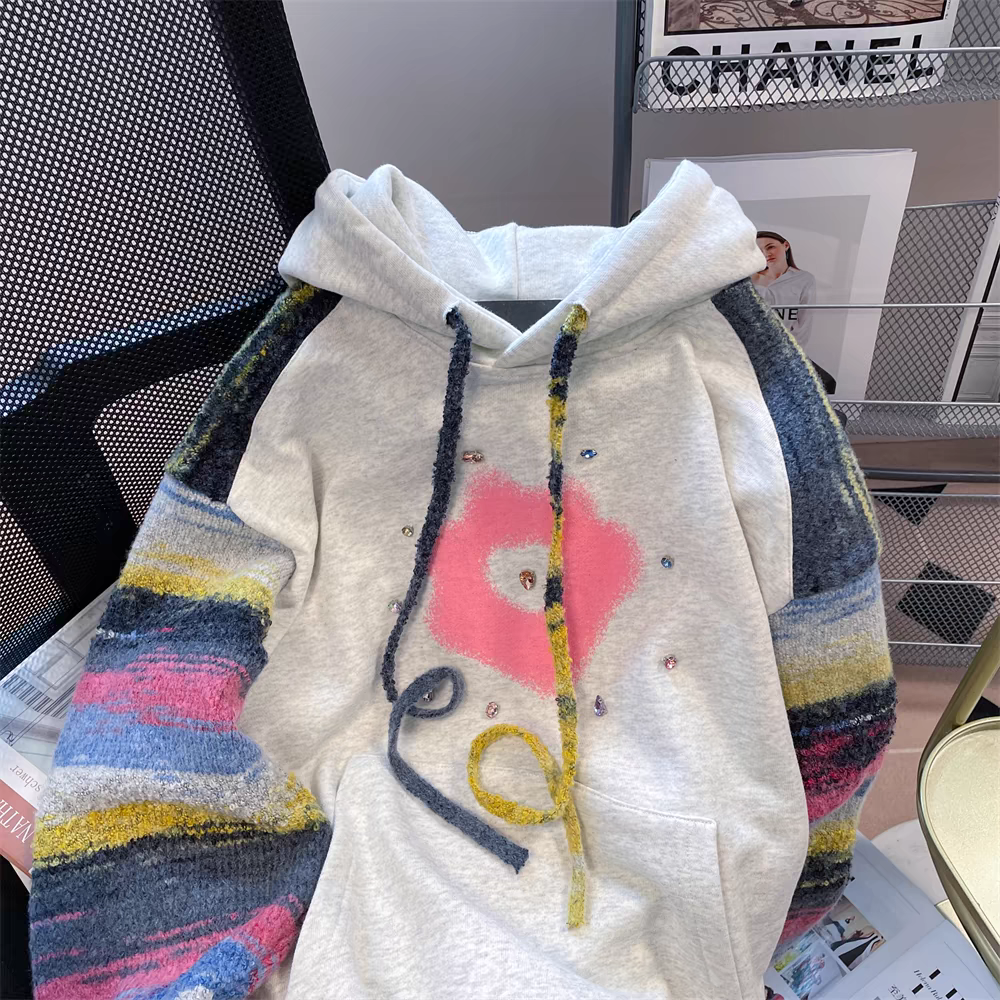 【tops】ニット切り替えフード付きパーカーG23267