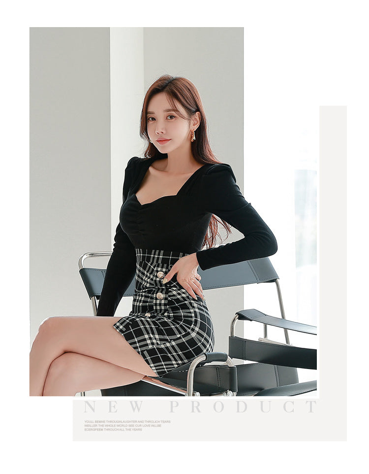 【dress】切り替え長袖タイトデートワンピースG23268