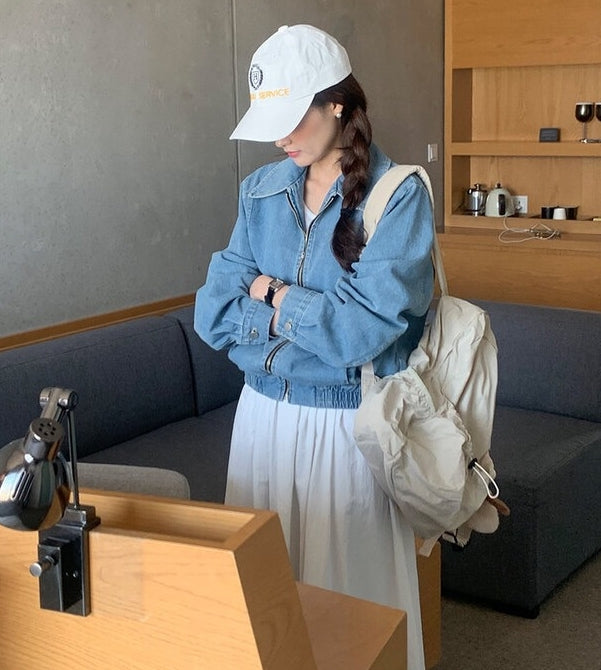 【outer】ファスナー長袖デニムアウターG23274