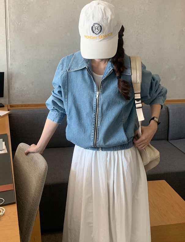 【outer】ファスナー長袖デニムアウターG23274