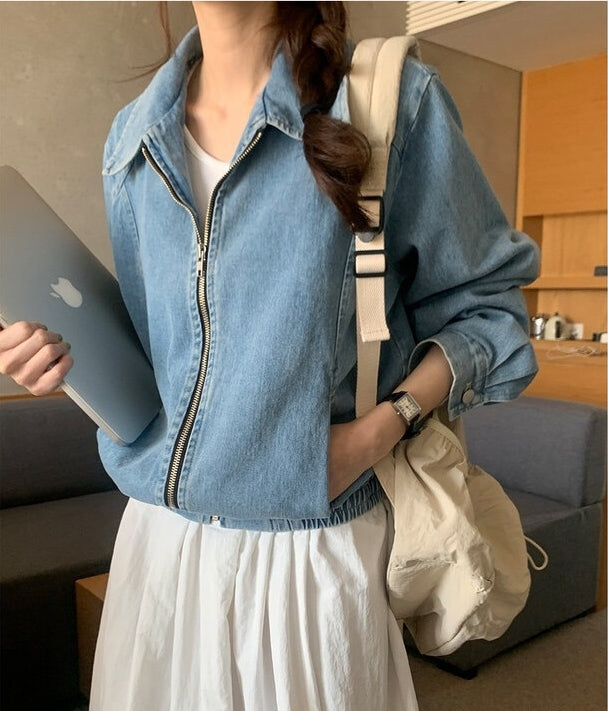 【outer】ファスナー長袖デニムアウターG23274