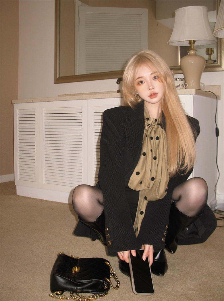 【tops】長袖ドット柄ブラウスG23283