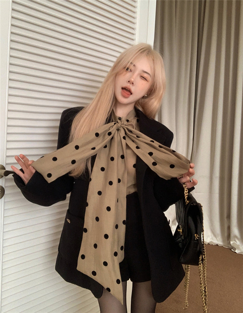 【tops】長袖ドット柄ブラウスG23283