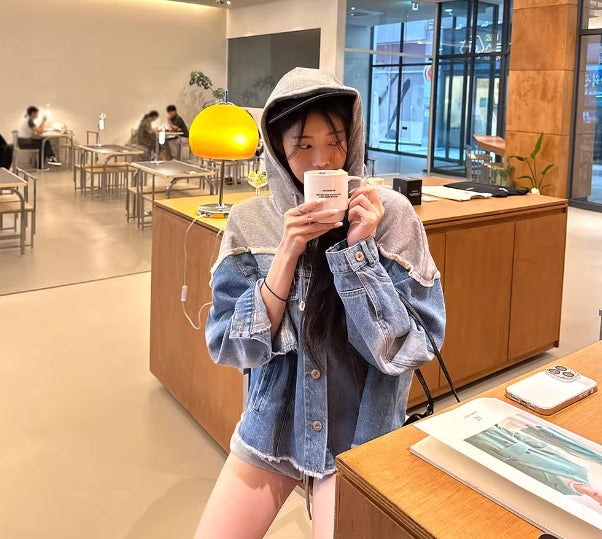 【tops】フード付き切り替えパーカーG23284