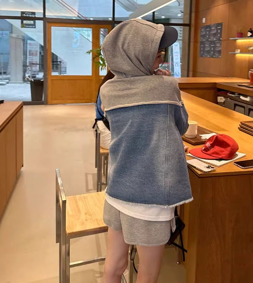 【tops】フード付き切り替えパーカーG23284