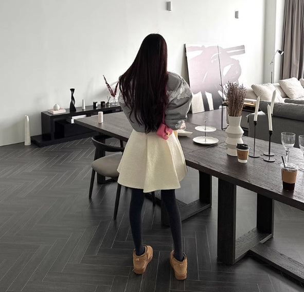 【tops】ラウンドネック切り替えレース長袖パーカーG23296