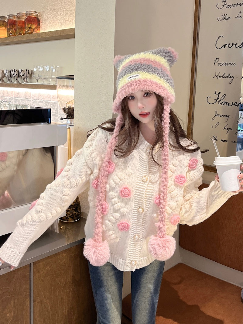 【outer】フラワースウィートニットカーディガンG23306