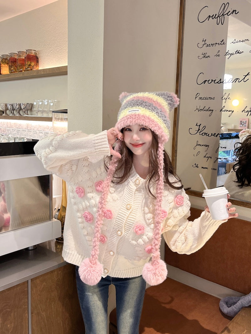 【outer】フラワースウィートニットカーディガンG23306