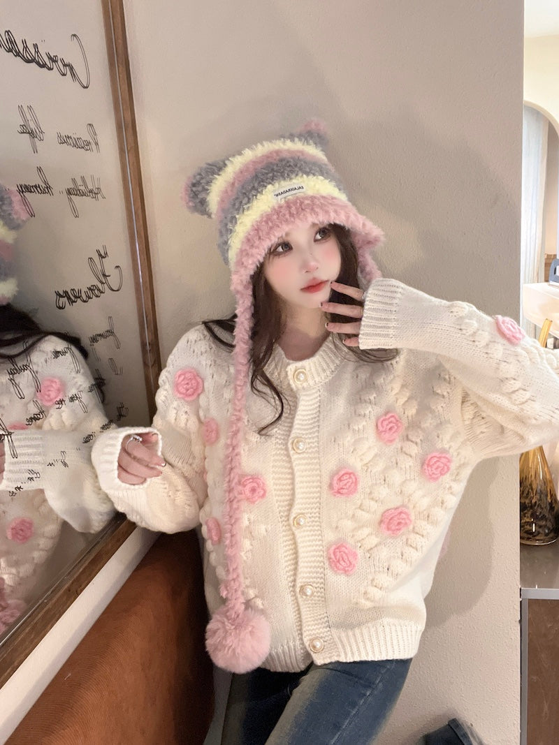 【outer】フラワースウィートニットカーディガンG23306