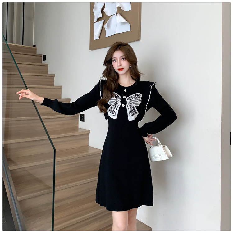 【dress】リボンフリルニットワンピースG23307