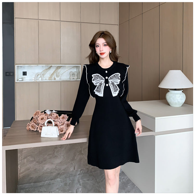 【dress】リボンフリルニットワンピースG23307