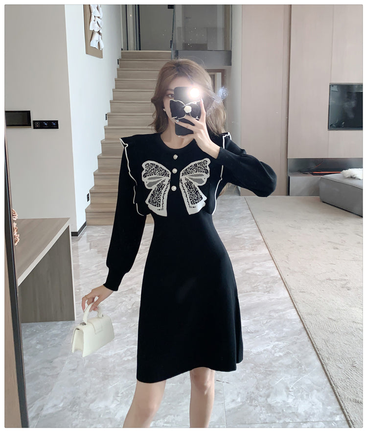 【dress】リボンフリルニットワンピースG23307