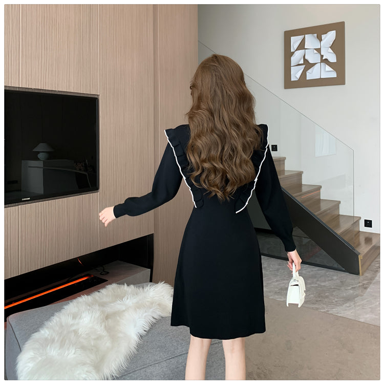 【dress】リボンフリルニットワンピースG23307