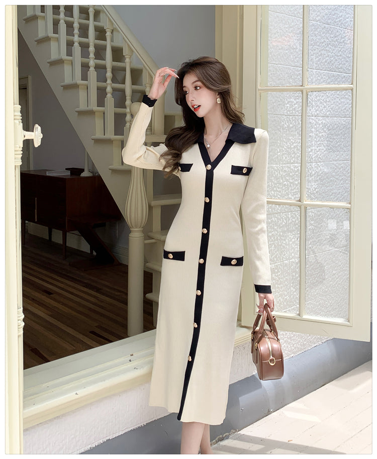 【dress】カラーマッチングニットワンピースG23309