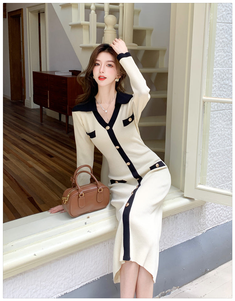 【dress】カラーマッチングニットワンピースG23309