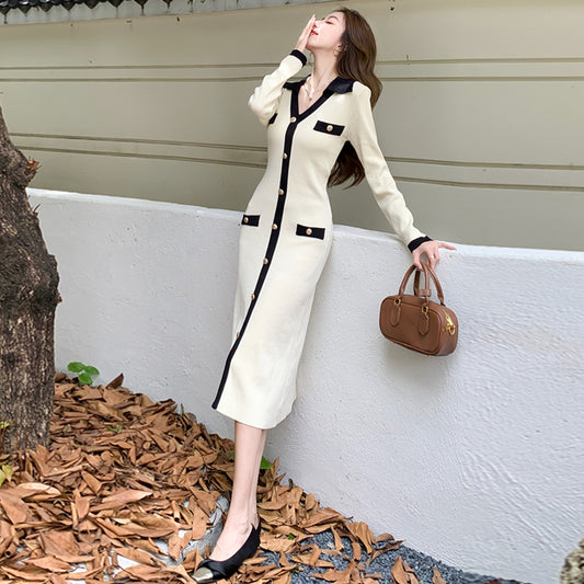 【dress】カラーマッチングニットワンピースG23309