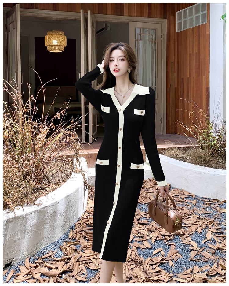 【dress】カラーマッチングニットワンピースG23309