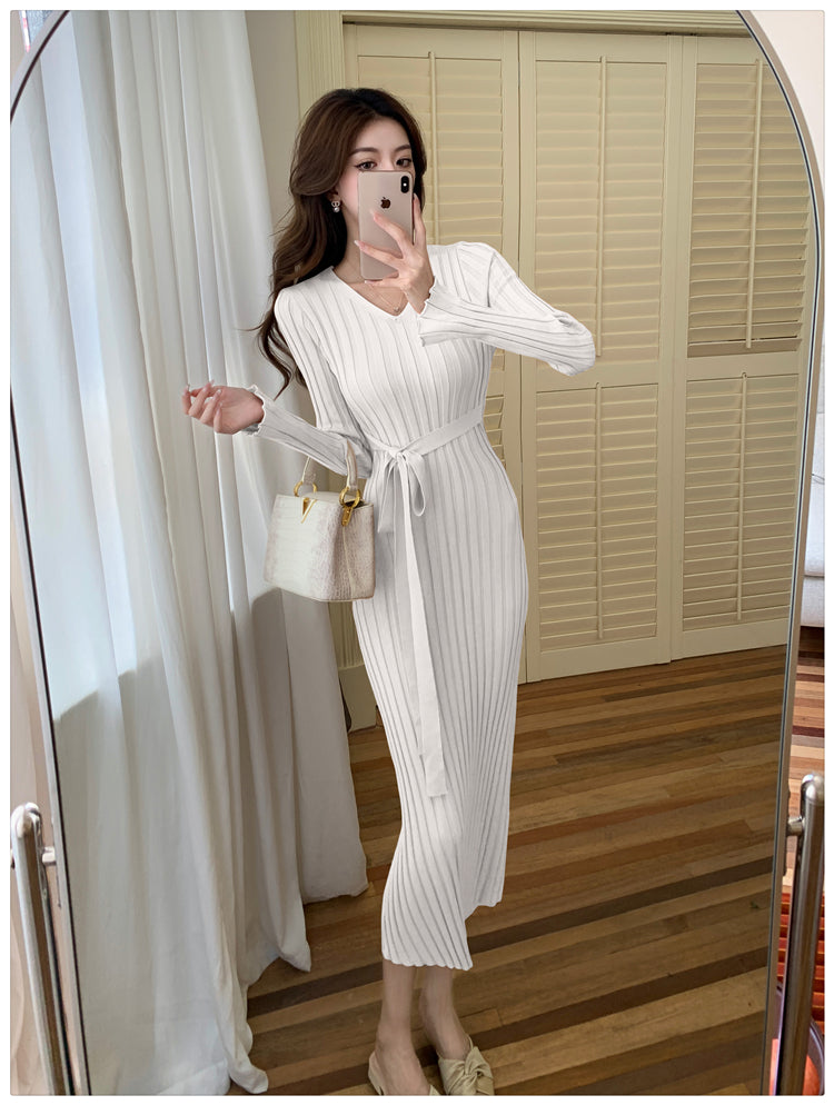 【dress】VネックタイトニットワンピースG23310