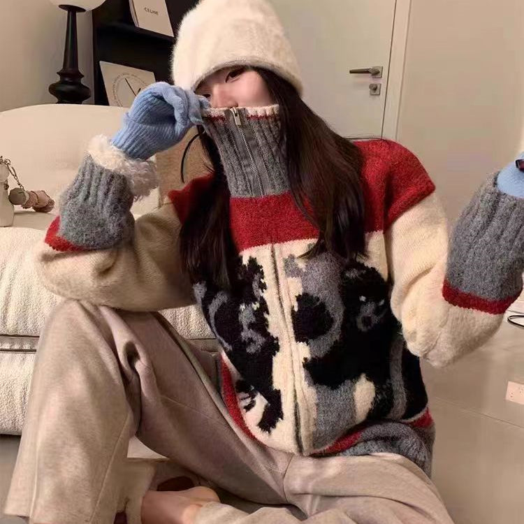 【outer】スタンドネックニットカーディガンG23311