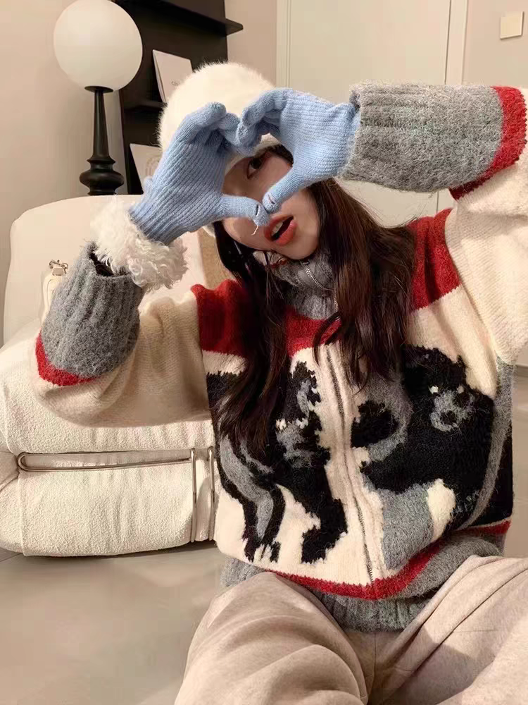 【outer】スタンドネックニットカーディガンG23311