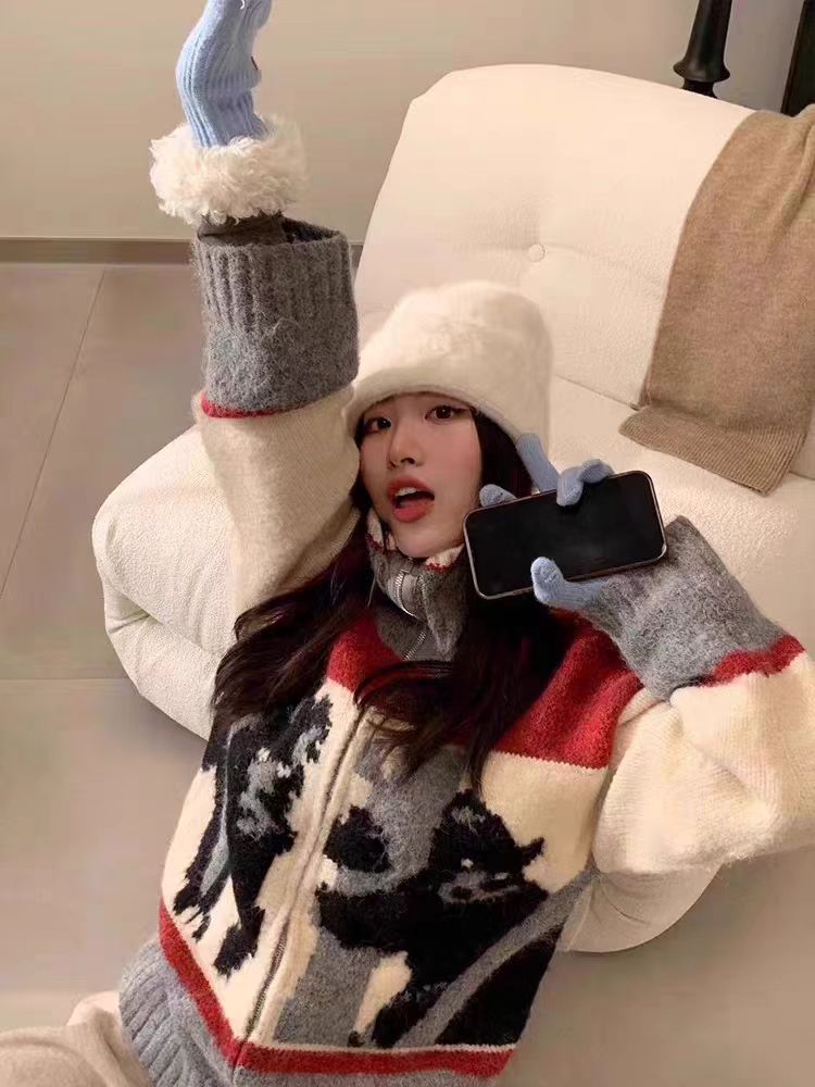 【outer】スタンドネックニットカーディガンG23311