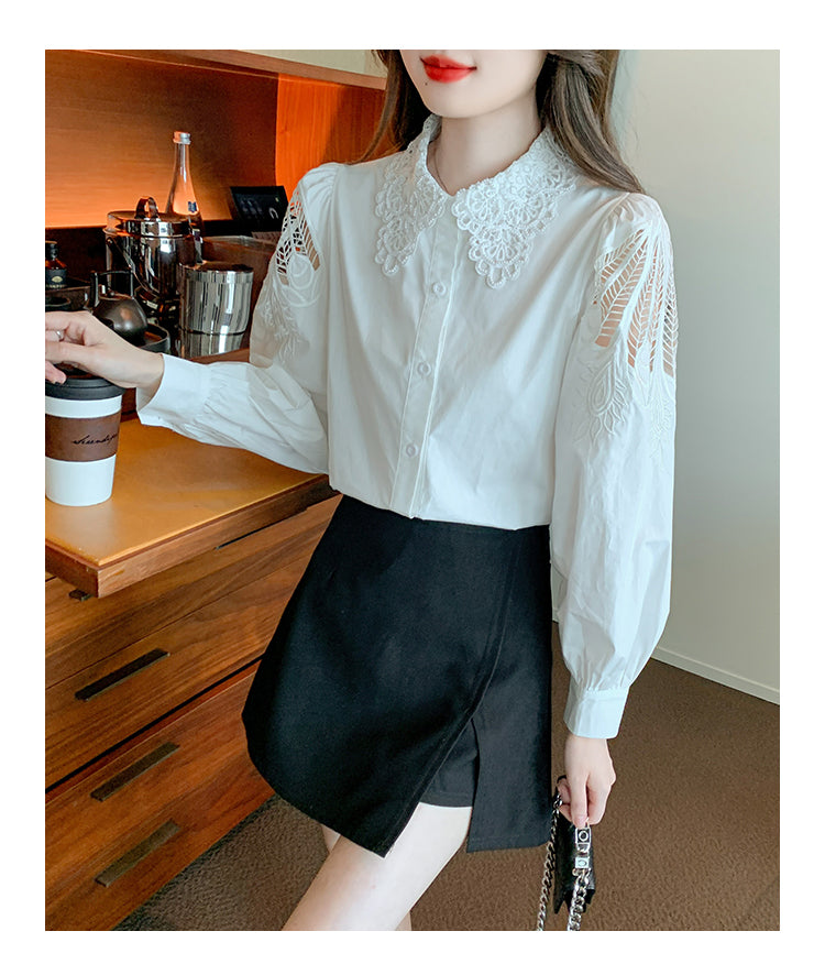 【tops】高級感　長袖ブラウスG23314