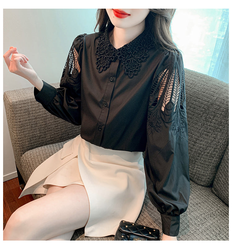 【tops】高級感　長袖ブラウスG23314