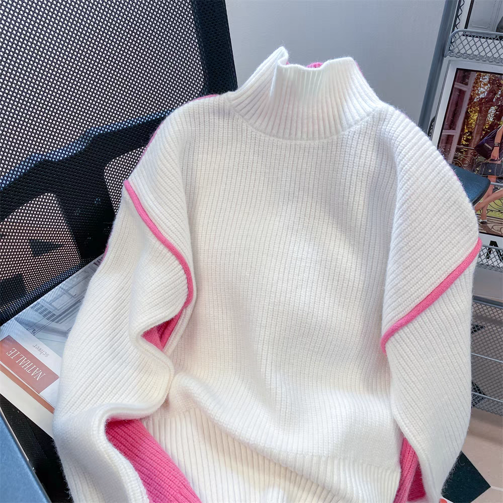 【tops】厚手切り替えニットセーターG23315