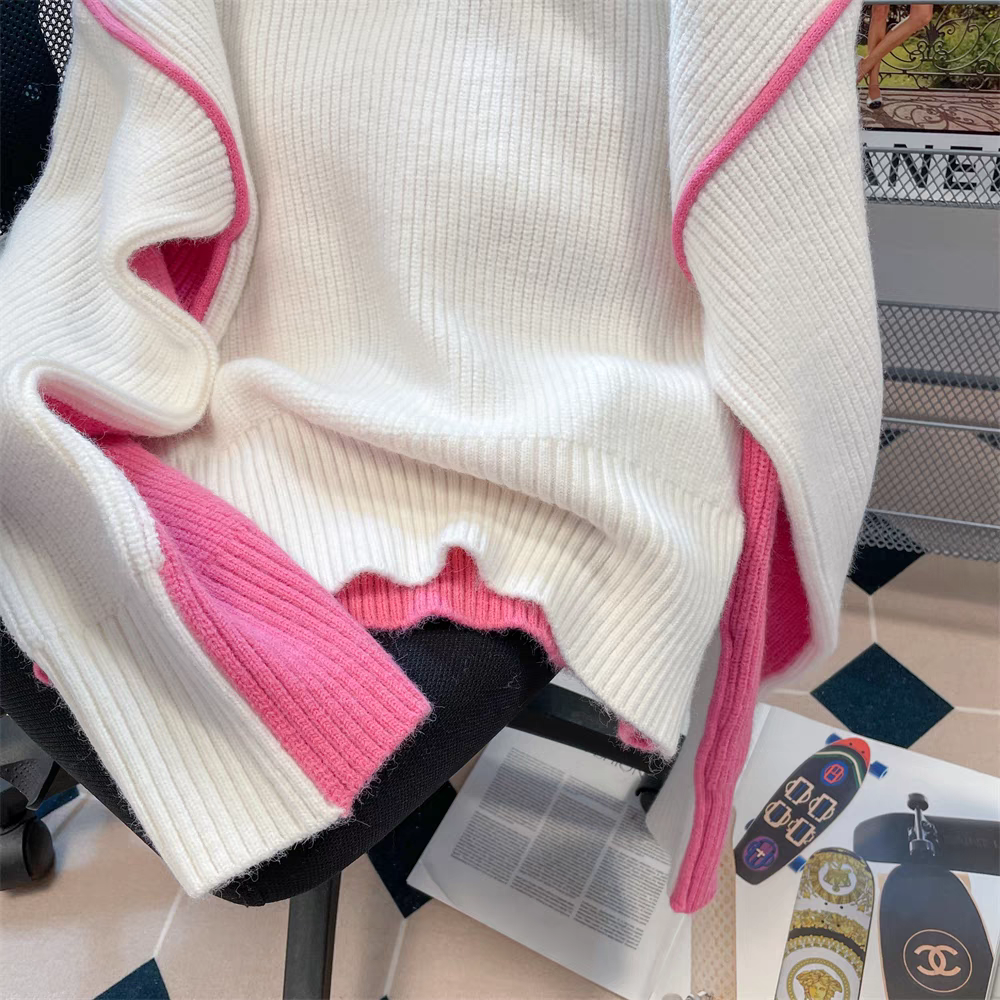 【tops】厚手切り替えニットセーターG23315