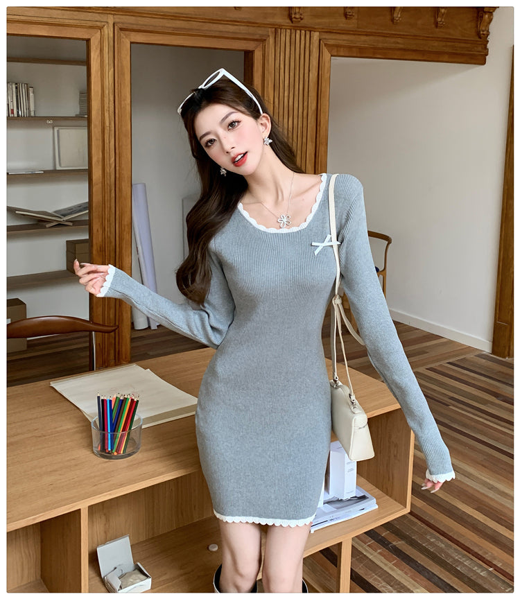 【dress】カラーマッチングタイトニットワンピースG23316