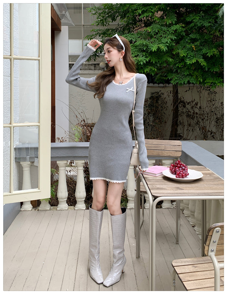 【dress】カラーマッチングタイトニットワンピースG23316