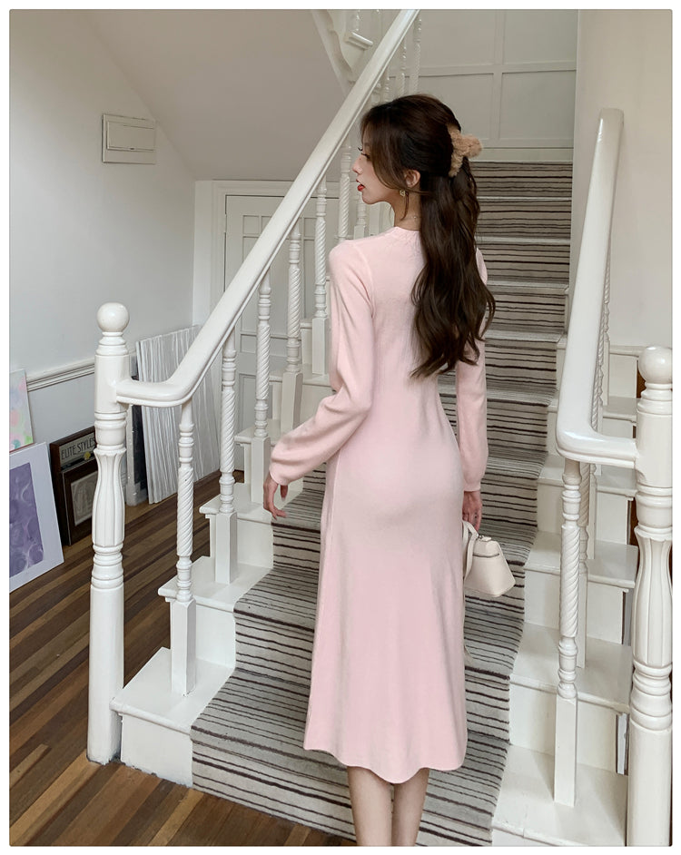 【dress】長袖ニットワンピースG23317