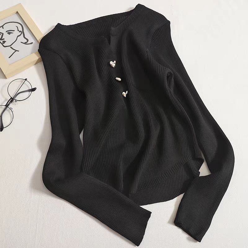 【tops】Vネック長袖ニットトップスG23319