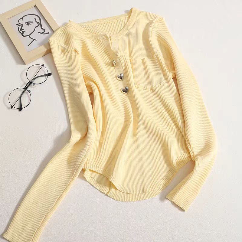 【tops】Vネック長袖ニットトップスG23319