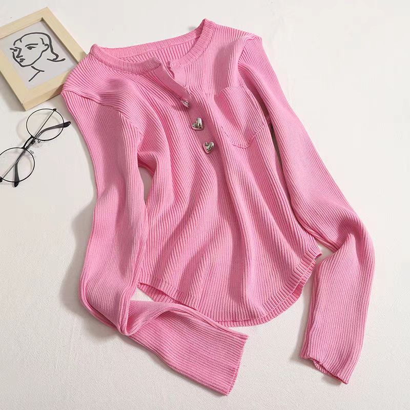 【tops】Vネック長袖ニットトップスG23319