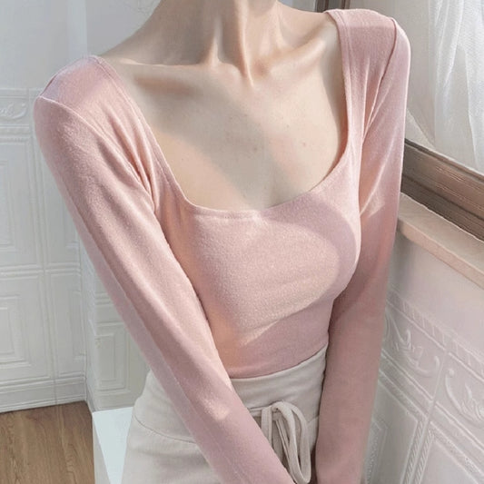 【tops】スクエアネック春秋長袖TシャツG23322