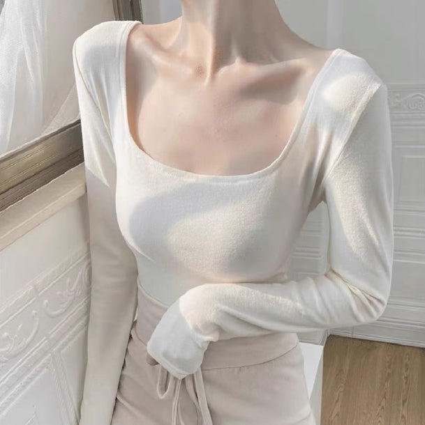 【tops】スクエアネック春秋長袖TシャツG23322