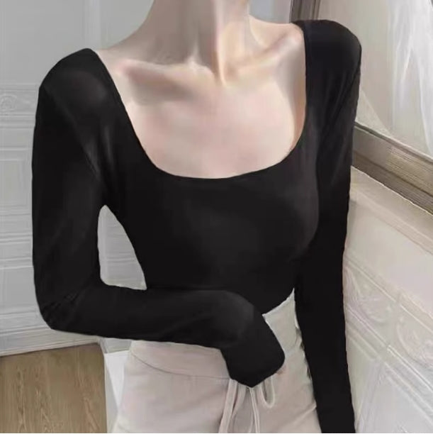 【tops】スクエアネック春秋長袖TシャツG23322