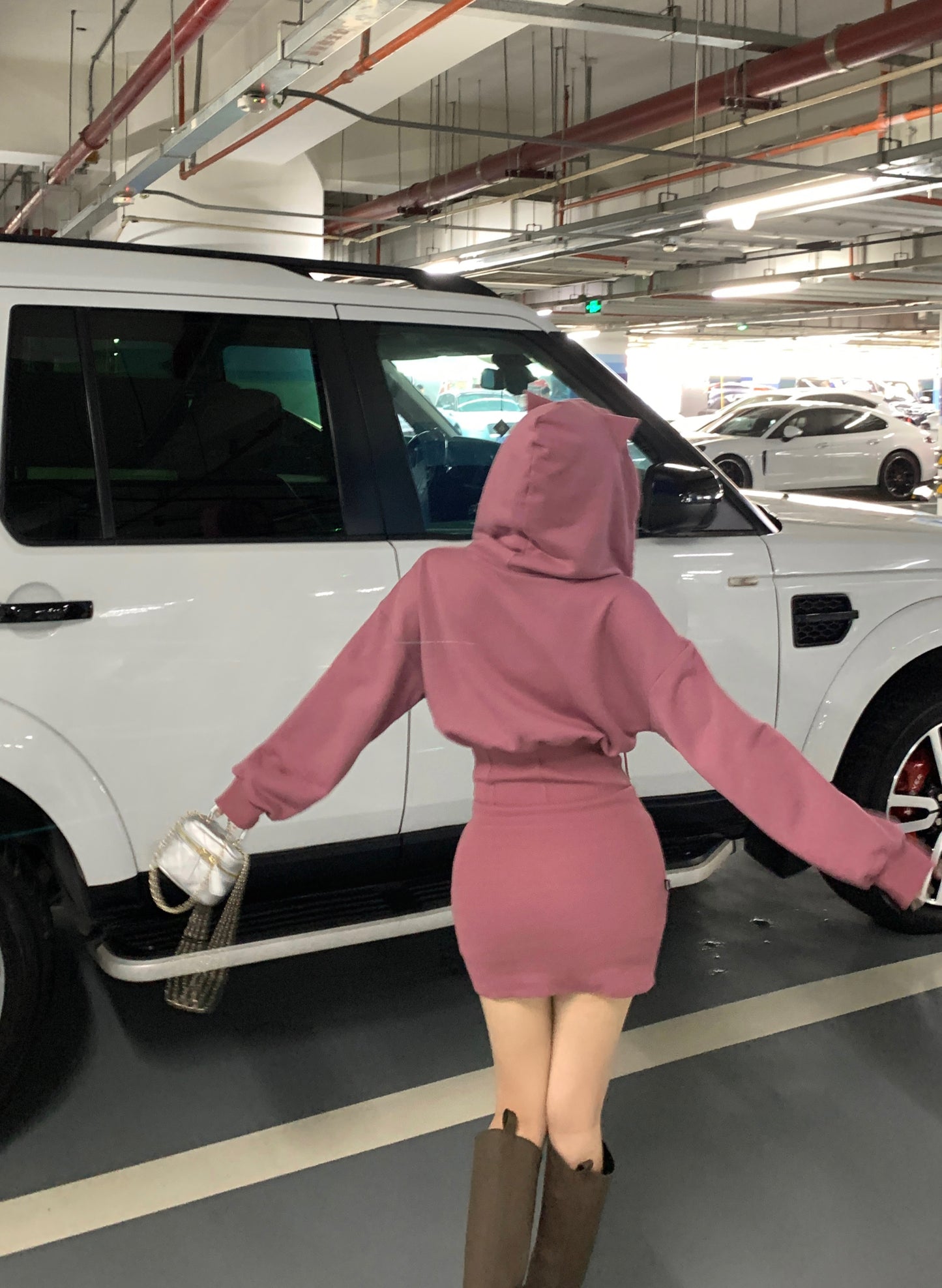 【dress】フード付き長袖デートワンピースG23330