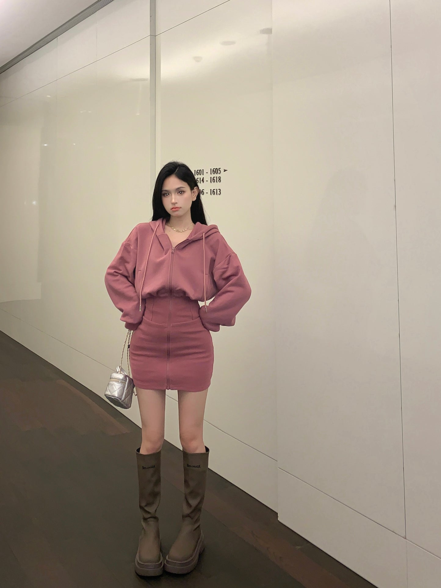 【dress】フード付き長袖デートワンピースG23330