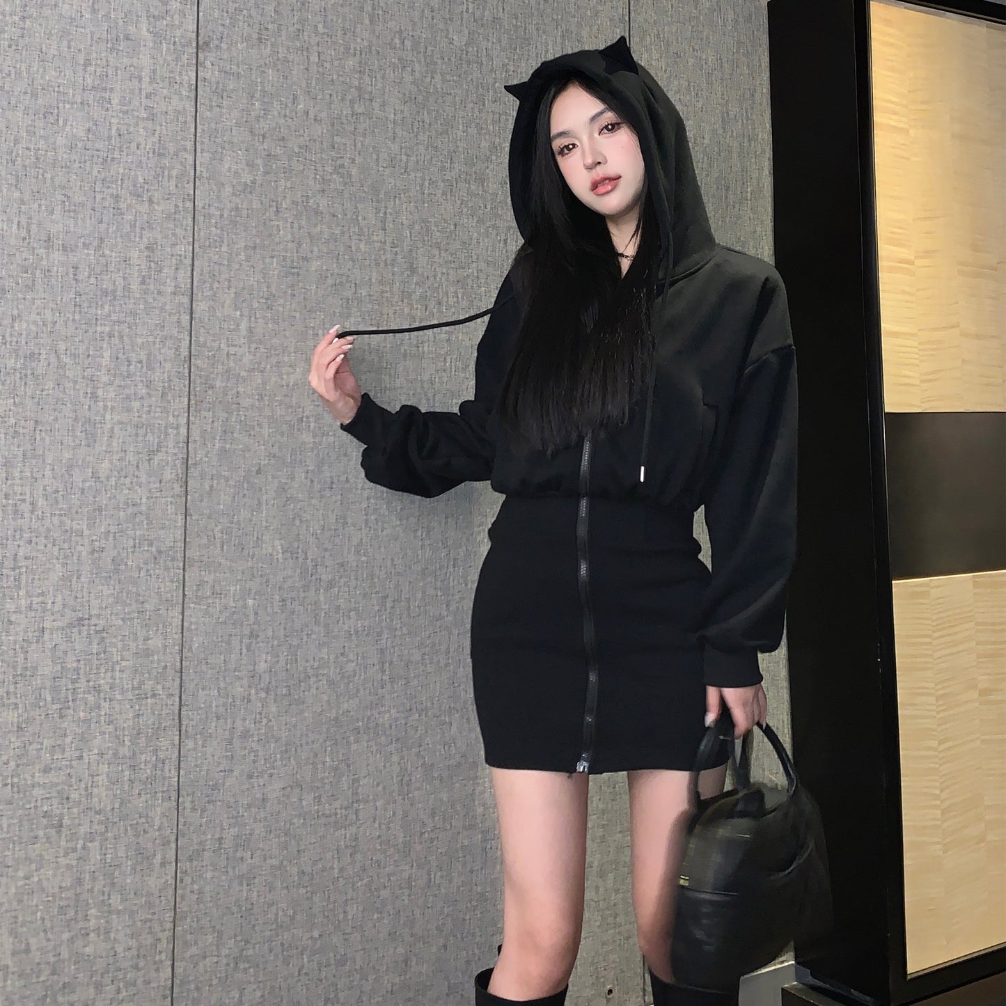 【dress】フード付き長袖デートワンピースG23330