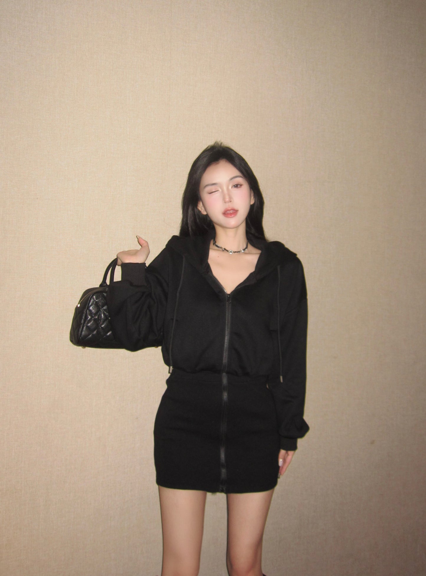 【dress】フード付き長袖デートワンピースG23330