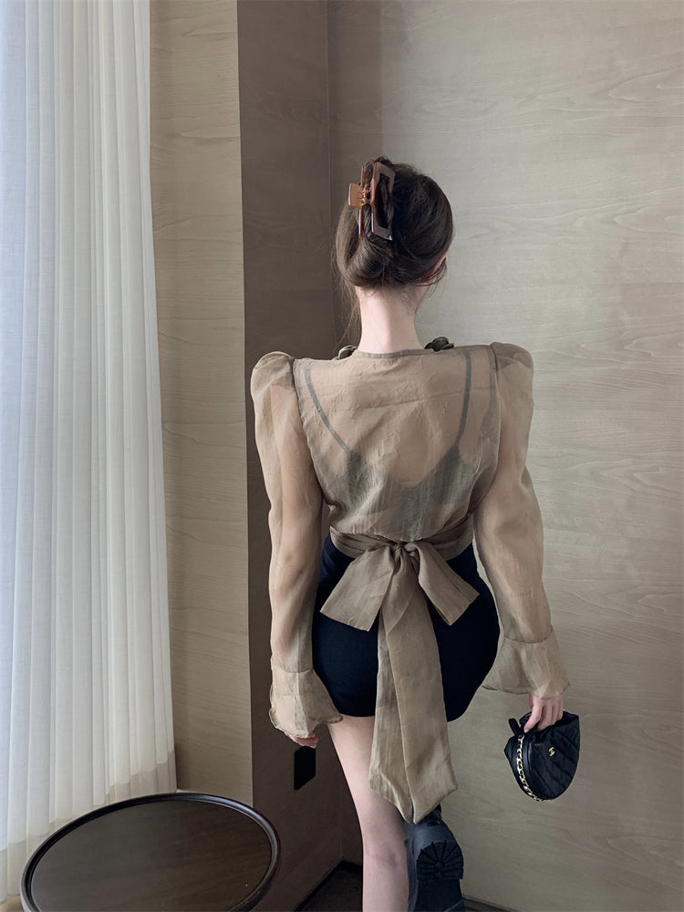 【tops】デザインフラワーブラウスG23336